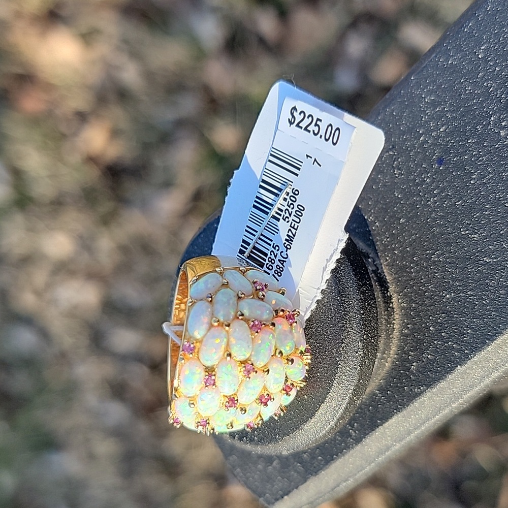 Genuine Opal and Pink Sapphire Ring